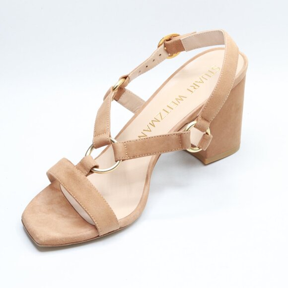 Stuart Weitzman Lalita 75 Blok Sandal Tan 6 M - Picture 2 of 5